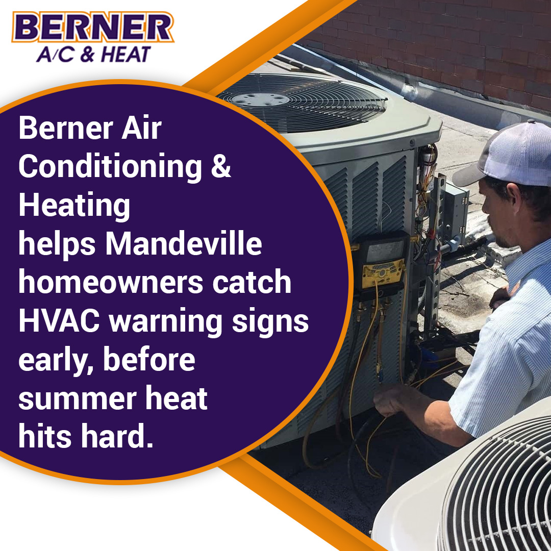 HVAC technician diagnosing air conditioning system issues to prevent summer breakdown in Mandeville LA